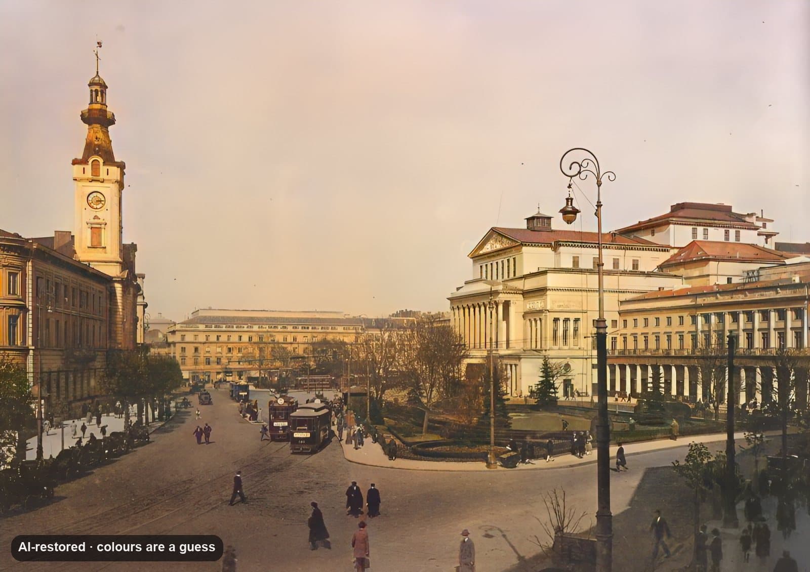 Plac Teatralny (Theatre Square): ai-restored